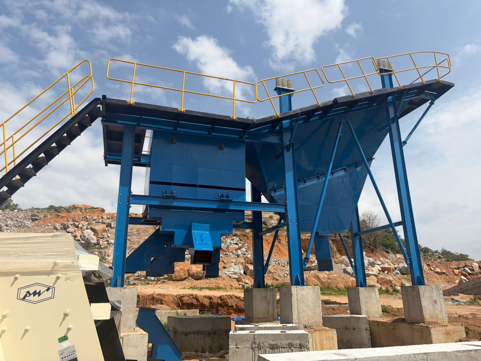 Crushing and screening structure at project site